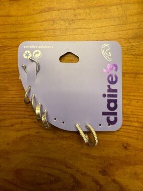 Claire's Silver Tone Mixed Hoop and Stud Earring Set